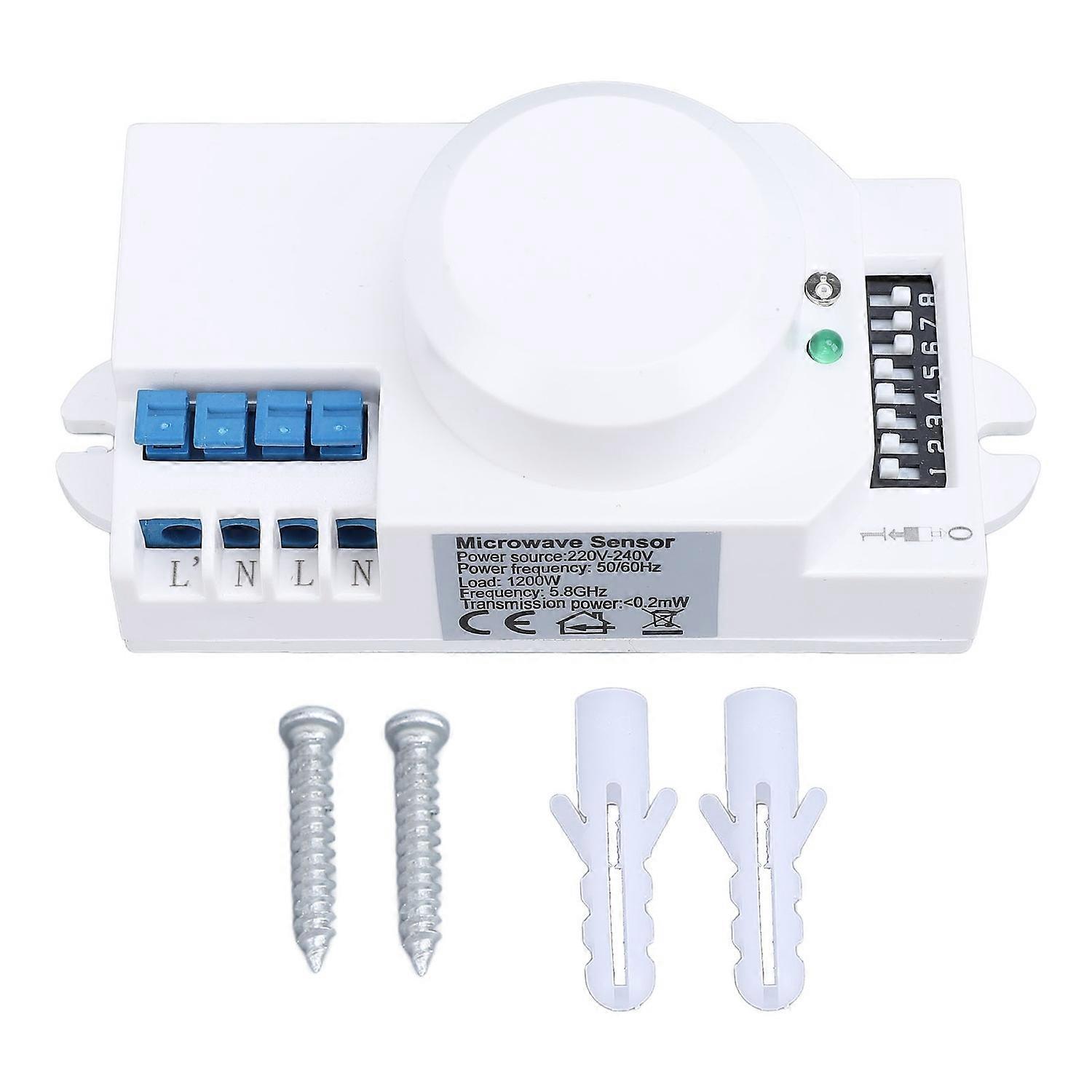 Microwave Radar Sensing Switch 5.8G 1200W Adjustable Human Motion Detector Light Switch for Home Hot