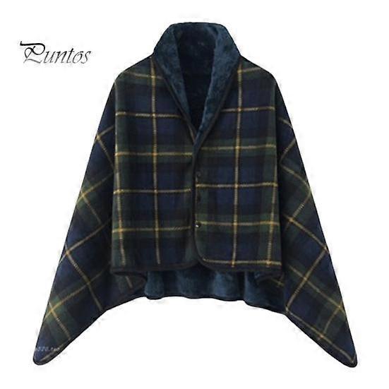 Winter Throw Blanket Plaid Super Soft Double-Layered Velvet Thermal Insulation Single-Breasted Shawl Nap Blanket for Daily Use Work Home School