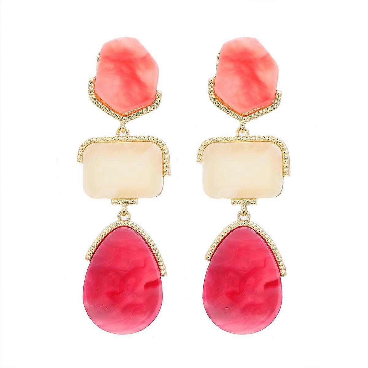 New candy colored earrings exaggerated women's multi-layer color blocking earrings bohemian style long earrings