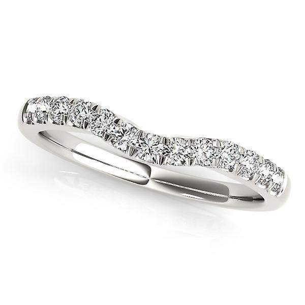 14 Karat Weißgold Diamant Gebogenes Design Ehering (1/4 cttw)