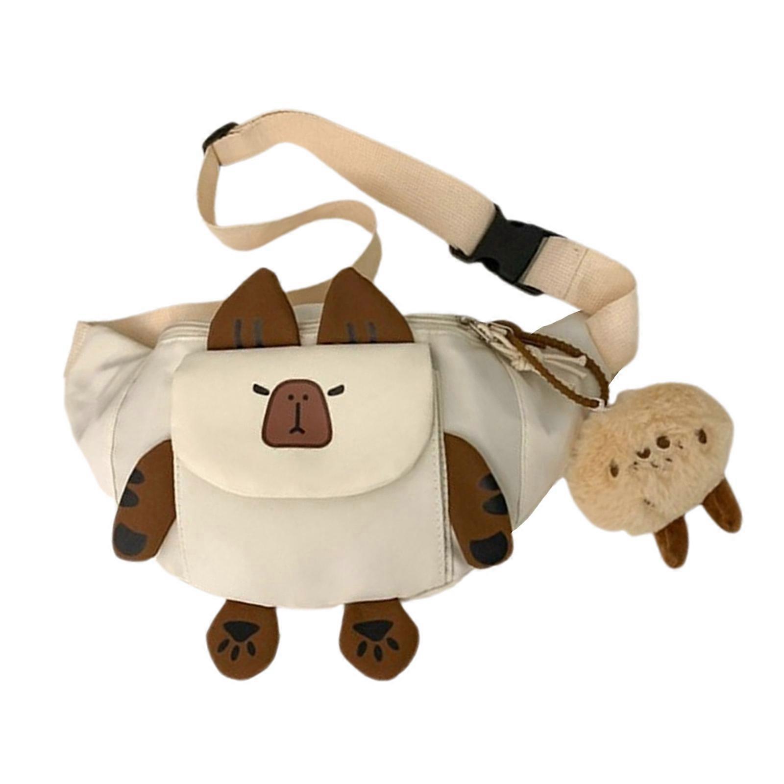 女性の女の子のためのスリングバックパック調節可能なストラップ付き小さなクロスボディバッグチェストバッグ電話バッグ漫画チェストパックホワイト