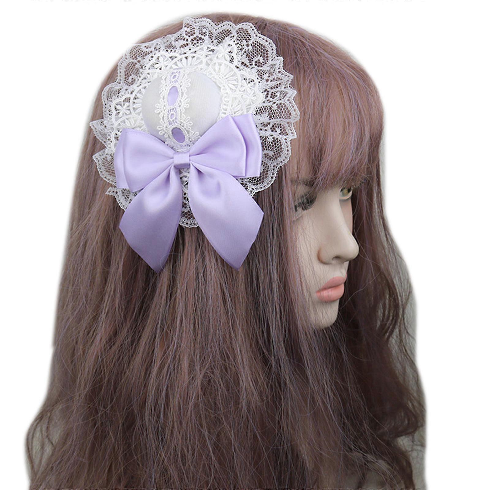 漫画トップハットヘアピンリボンポニーテールヘアクリップ帽子絶妙なギフトコスプレアニメコスチュームドレスアップファンシーパーティーライトパープル