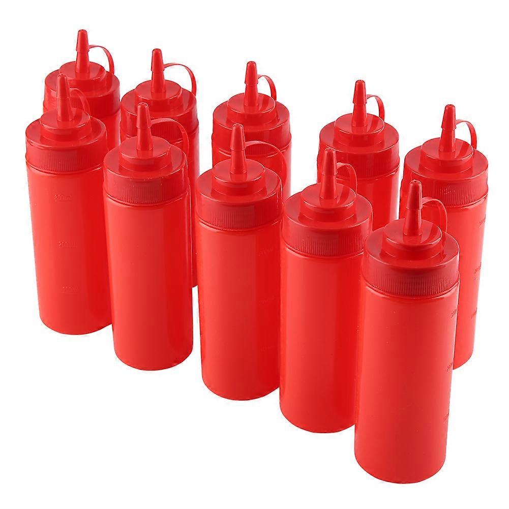 340ml Plastic Condiment Dispenser Set, Red, 6x20cm, 10pcs
