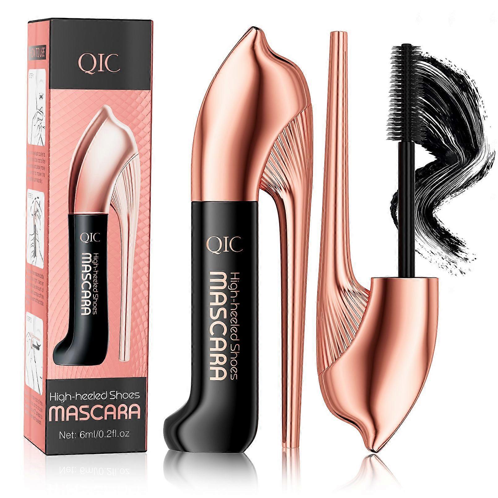 High Heel Design Mascara - Volumizing Lengthening Black Eyelash Enhancer with Curl Effect, Smudge-Proof Waterproof Formula