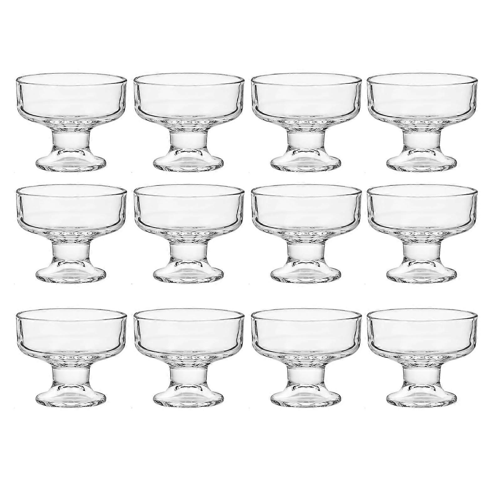 12 Pack Glass Ice Cream Cups for Dessert and Snack 7oz
