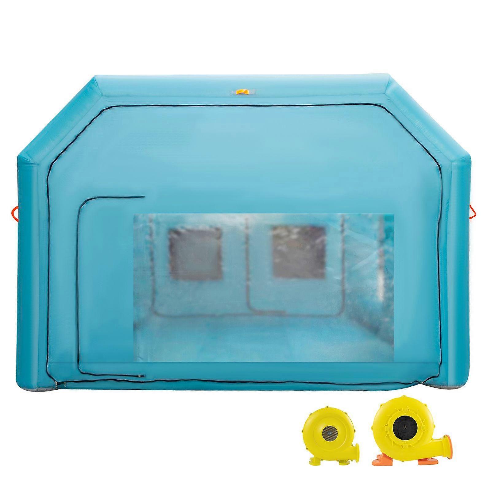 Bärbar uppblåsbar färgbox, 23x13x8ft uppblåsbar spraybox, billacktält med luftfiltersystem och 2 fläktar