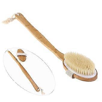 TinkSky Natural Boar Bristle Bath Brush with Detachable Long Handle for Exfoliation and Cellulite Reduction