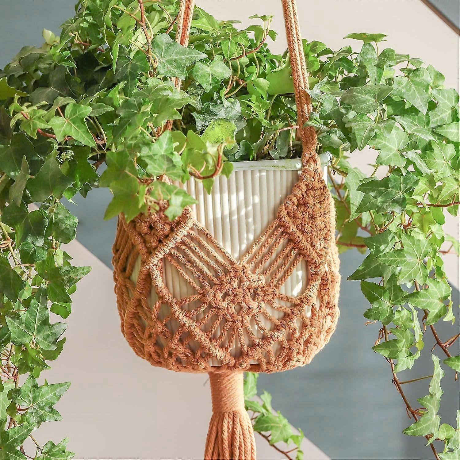 Hanging Planter with Patterns, Macrame Plant Hangers Indoor Macrame for up to 8 inch Pot, Crochet Boho Plant Hanger Holder for Indoor Outdoor