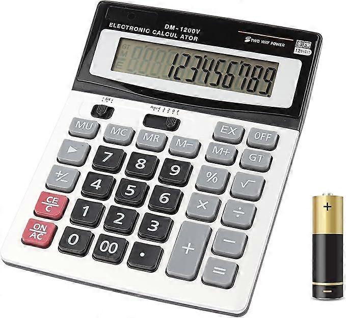 Large Calculator Solar and Battery Powered 12-Digit Display Multi-Function Large Buttons Suitable for Business Office School Calculation (1 Calculator