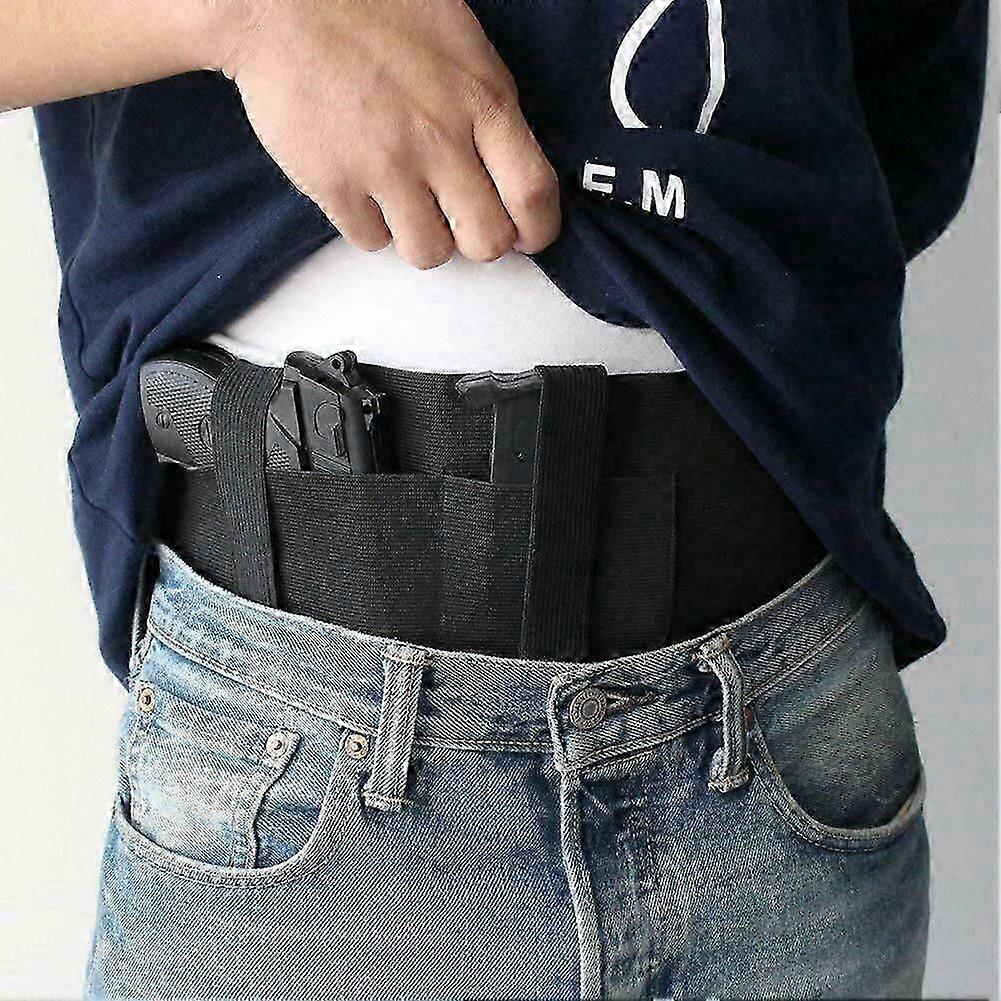 1PC Neoprene Black 40 Inches Left And Right General Version Belly Band Holster Waist Under Coat Hidden Belt Breathable Elastic_Lucky_B