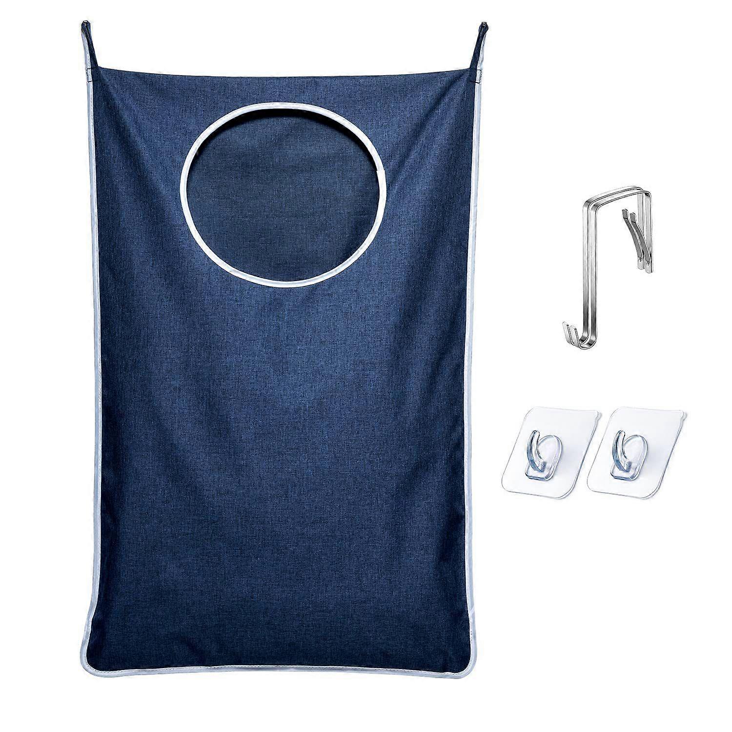 Hanging Laundry Basket Bag with 2 Suction Cup Hooks(blue)