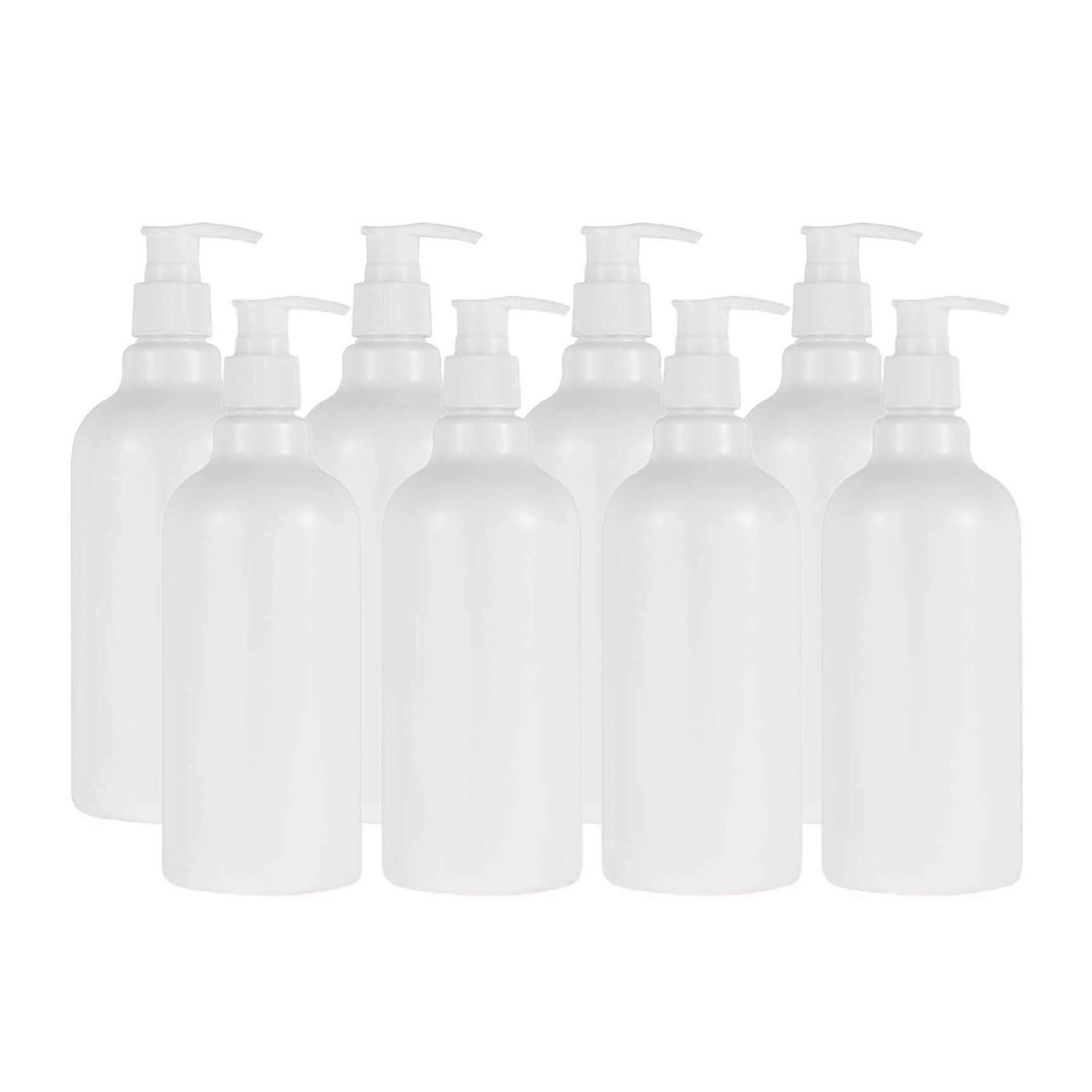 8 Pack Plastic Pump Bottles 500ml, Refillable Plastic Pump Bottles