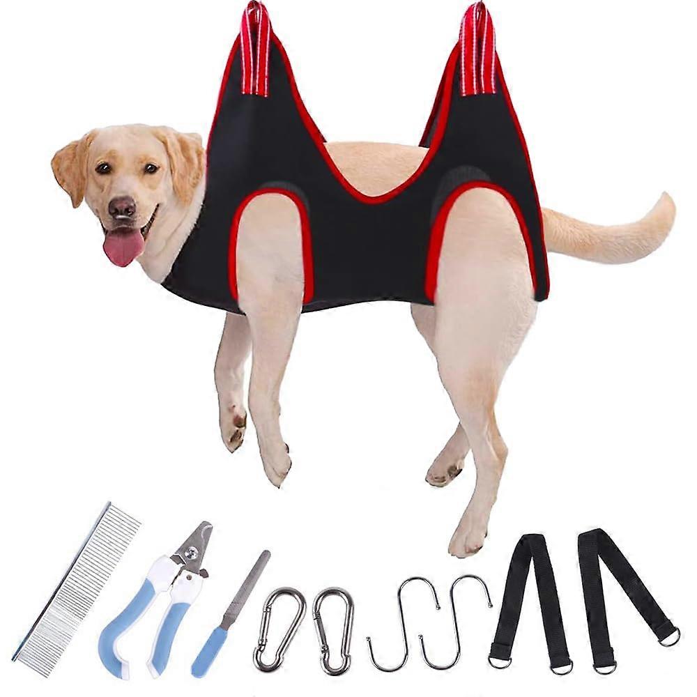 Dog Grooming Hammock for Large Dogs with Nail Cups, Durable Grooming Bag for Nail Clipping and Bathing, Size Large