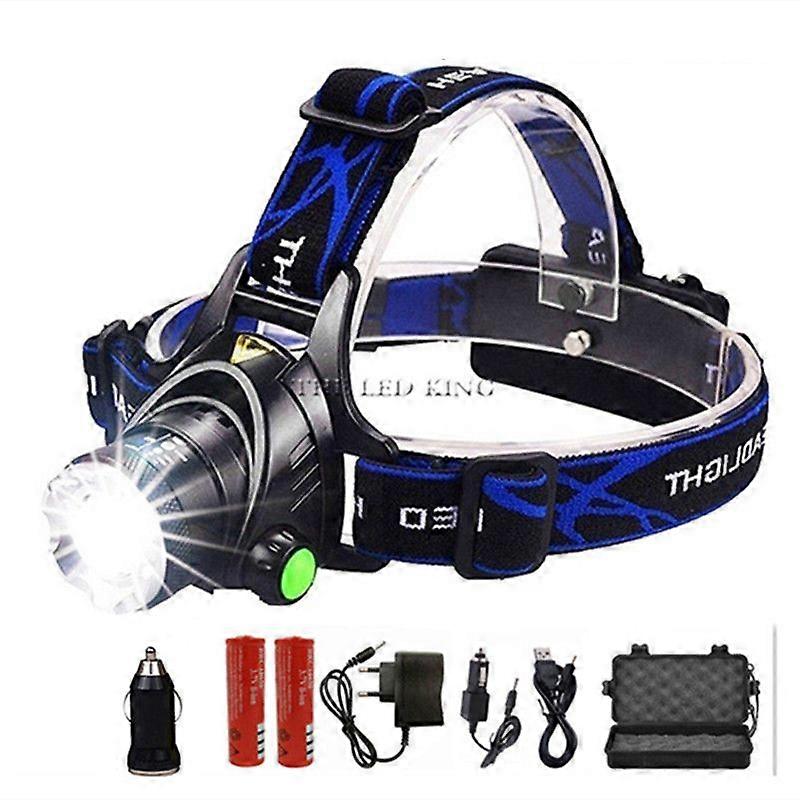 LED Sauna Lights for Hunting Fishing Headlamp Torch Zoomable Flashlight 6000lumens 18650 Battery Inj T6