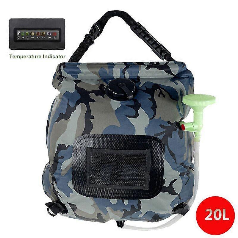 2023 新しいアップグレードされたソーラー シャワー バッグ、5Gal (20L) ポータブル キャンプ シャワー バッグ、取り外し可能なホースとオン/オフ切り替え可能なシャワー ヘッド付き