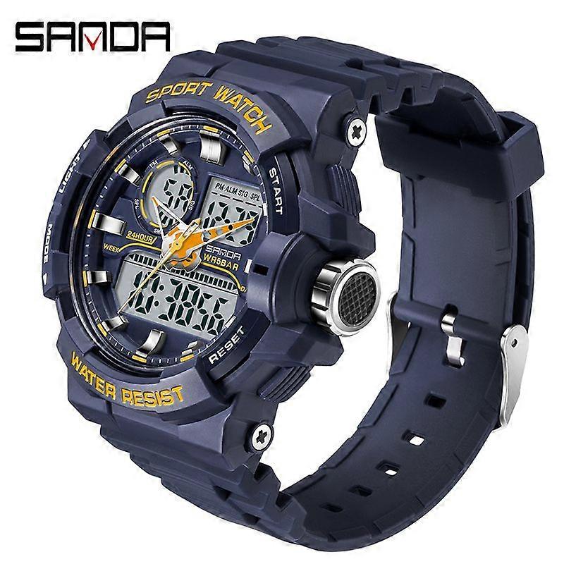 SANDA Waterproof Sports Watch Men's Clock LED Digital Quartz Watch Top Brand Luxury Men G style Luminous Watch Relogio Masculino