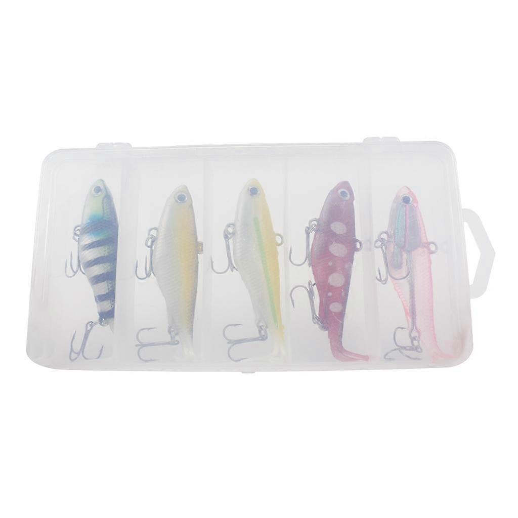 5pcs Plastic Simulation Fishing Lures Artificial Bait Freshwater Swimbaits