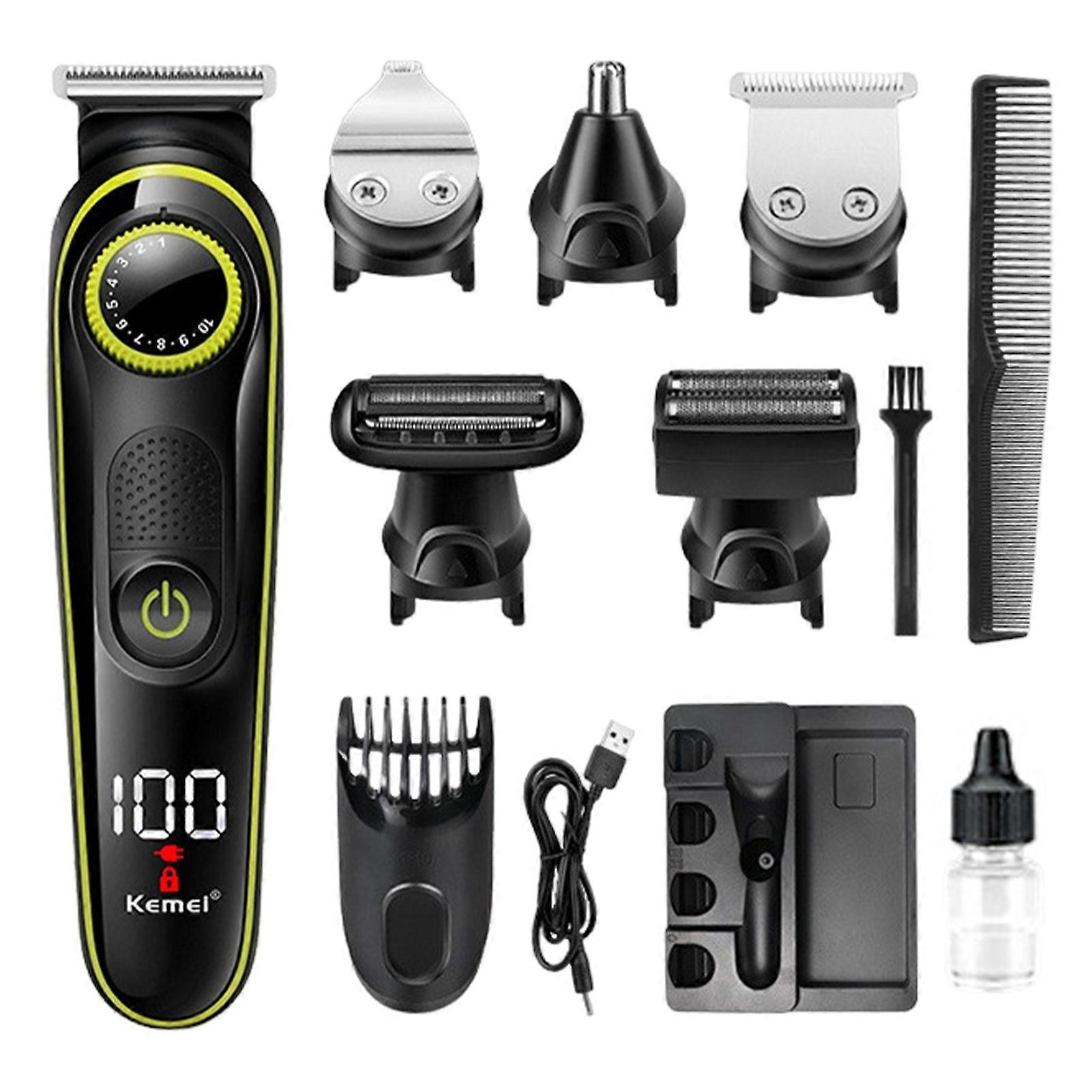 All-in-One Salon Sähköinen Hiusleikkuri USB-ladattava hiusleikkuri LCD-näytöllä