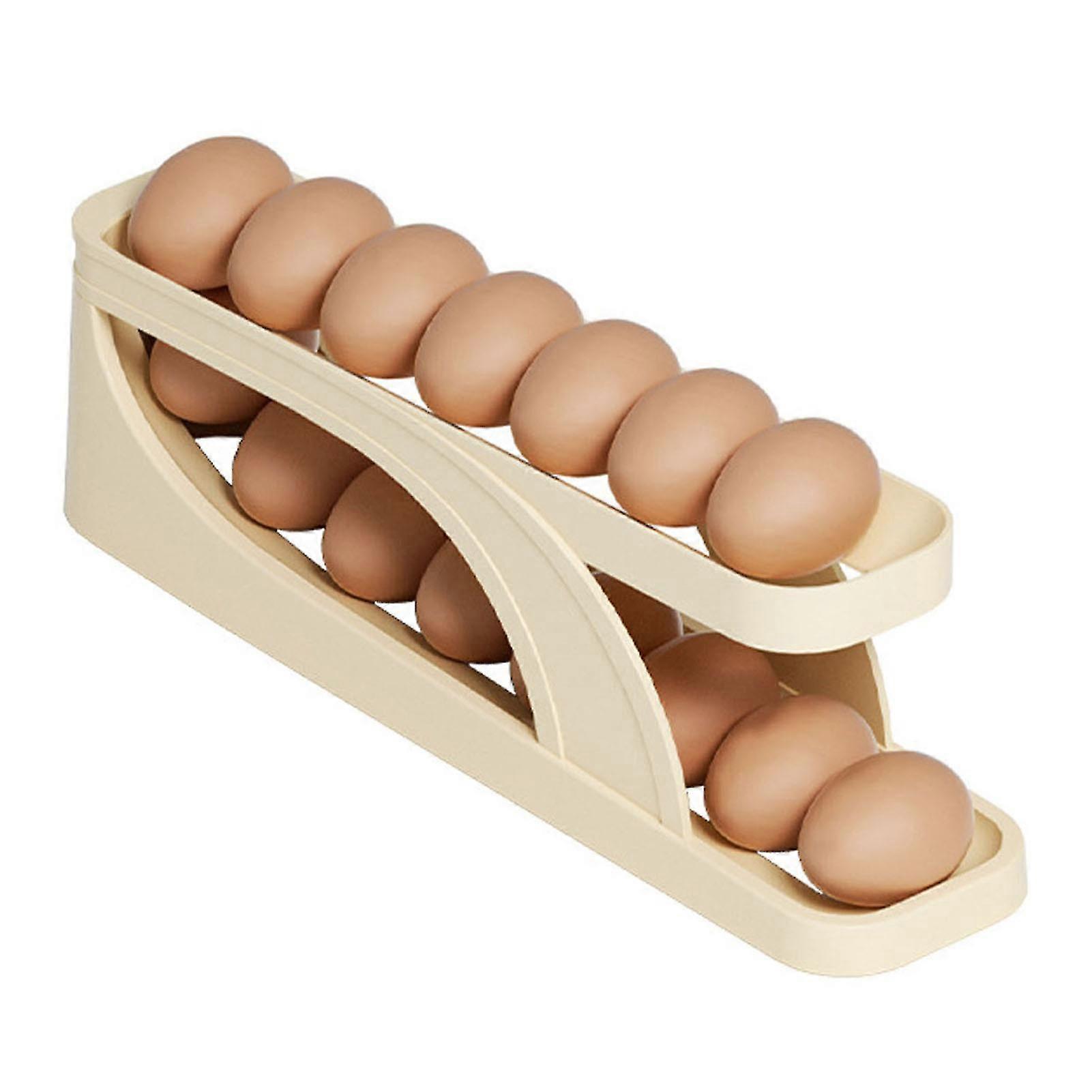 Rolling Egg Dispenser Professional Drop Proof Automatic Egg Storage Container Organizer 2 Tier Rolling Egg Holder Container for Refrigerator