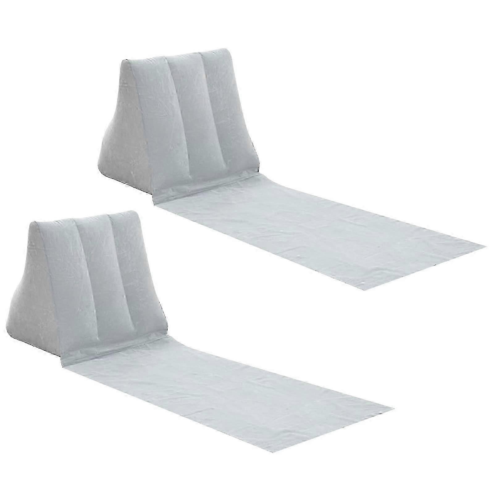 2x Inflatable Beach Mat Pillows With Backrest, Flocking Lounger For Travel And Camping