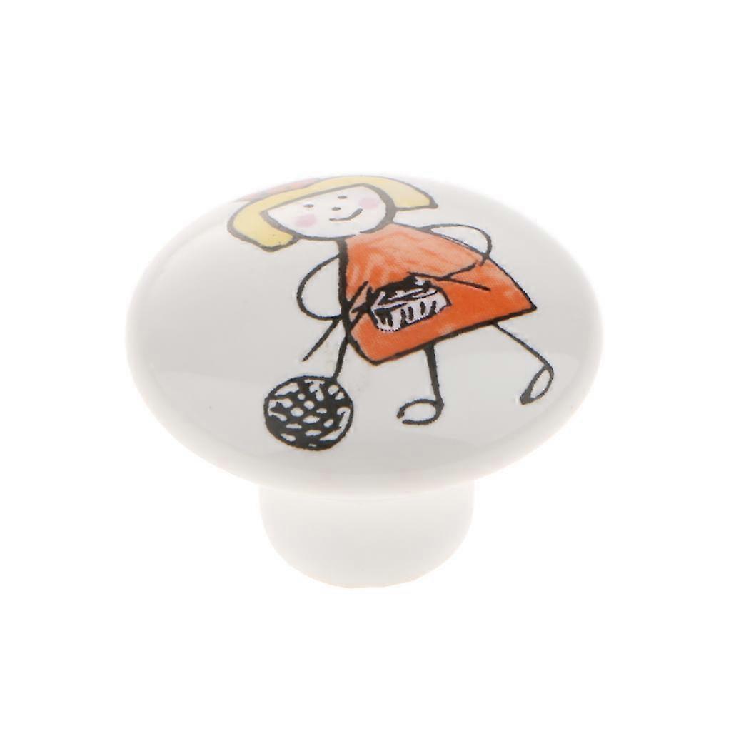 الكرتون السيراميك ثقب واحد جولة خزانة المطبخ مقبض الباب متماسكة فتاة