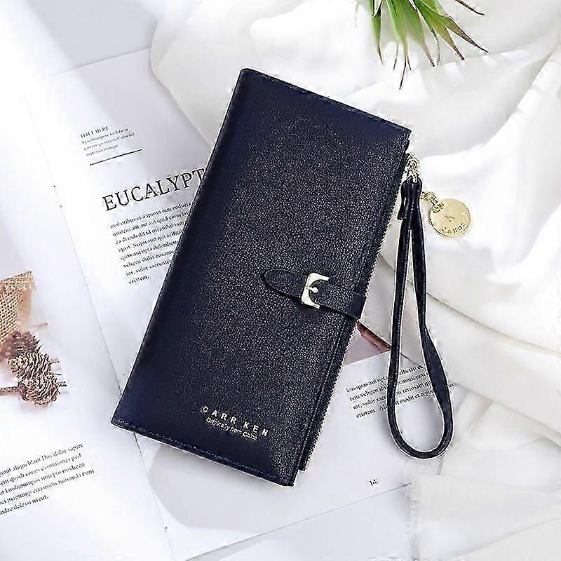 محفظة جلدية طويلة ، لطيف النساء محفظة جلدية أزياء السيدات مخلب حامل حالة ورقة قلادة عملة سحاب -4
