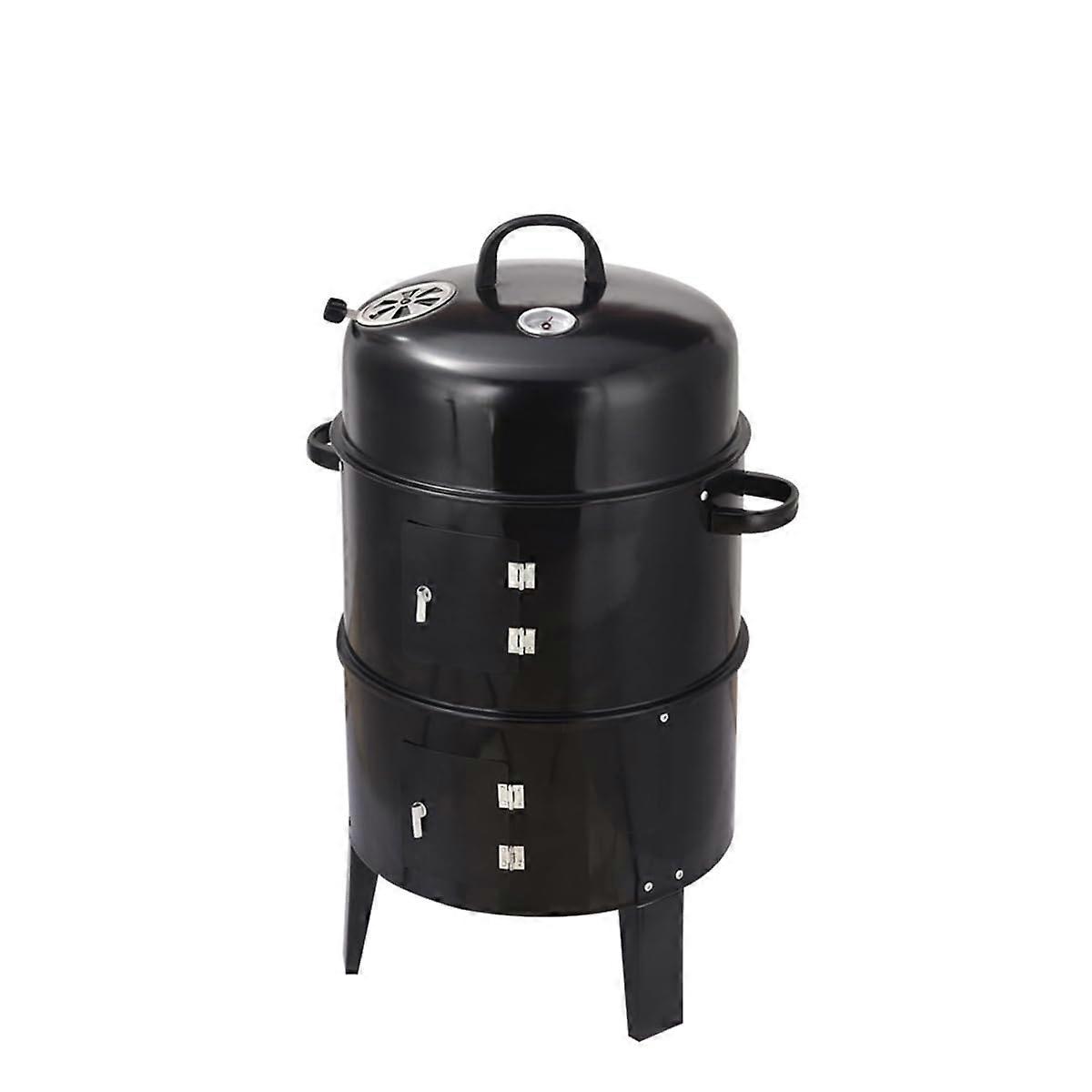 Charcoal BBQ Smoker Grill with Smokeless Vertical Design, Oil Drip Pan, and 360° Even Heat Distribution