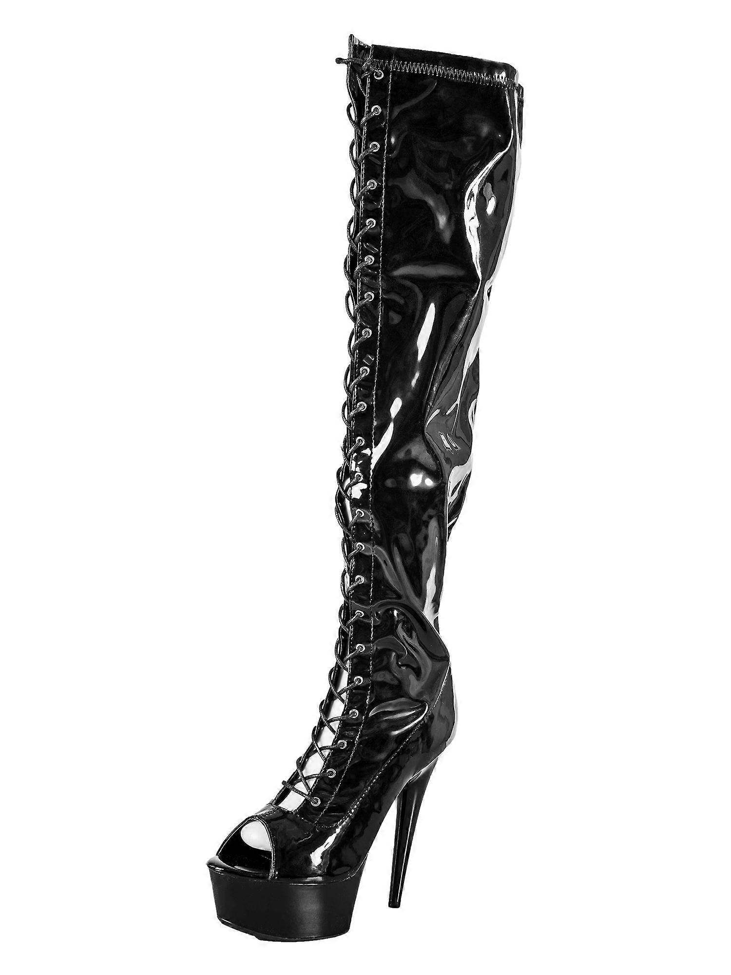 Pvc Bella Peep Toe Knee High Boots