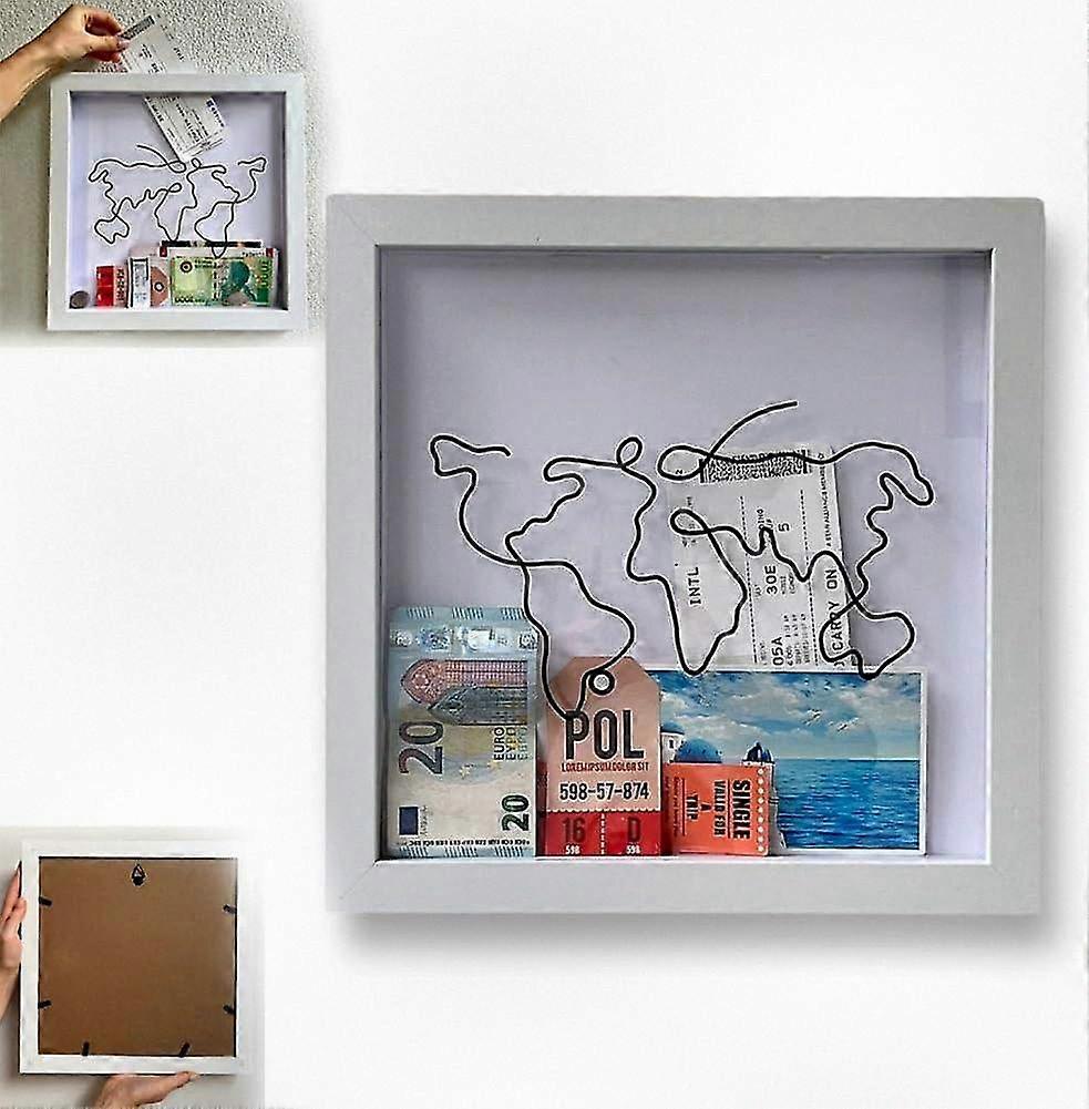 Memory Box Frame for Travel Keepsakes, Shadow Display Case with Top Slot - 15x15cm, Perfect for Collecting Travel Memories