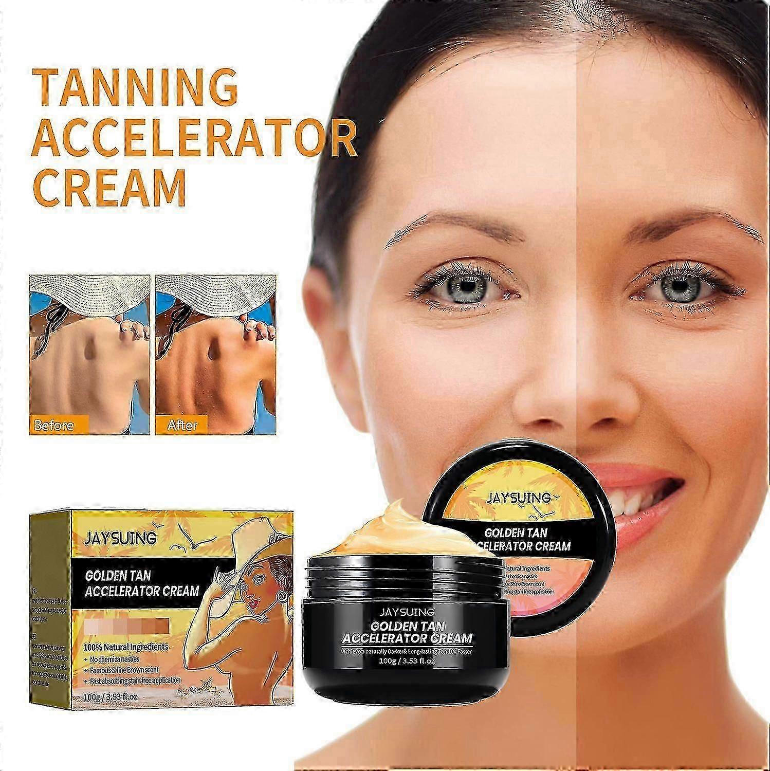 Jaysuing Help Black Cream, Beach Sunbathing Help Tan Skin Moisturizing Black Lotion