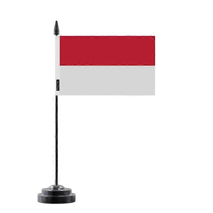 Table Flag - Monaco - 14 x 21 cm - Polyester - Plastic Pole - Double-Sided Print