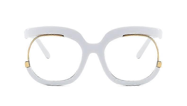 Presbyopic Glasses Anti Glare Blue Light Blocking Reading Glasses Round Computer Oversized Readers Flat Light Mirror (Color : White2, Size : 250)