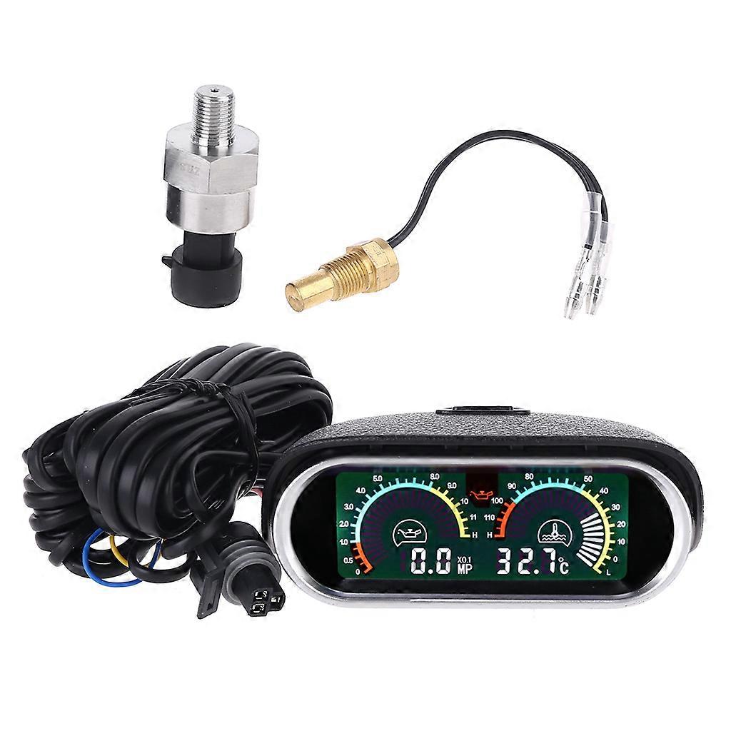 Truck Car Oil Temp Temperature Gauge Digital Pointer with Sensor 1/8 NPT Car Meter Oil Pressure Gauge Bar Sensor 12v/24v