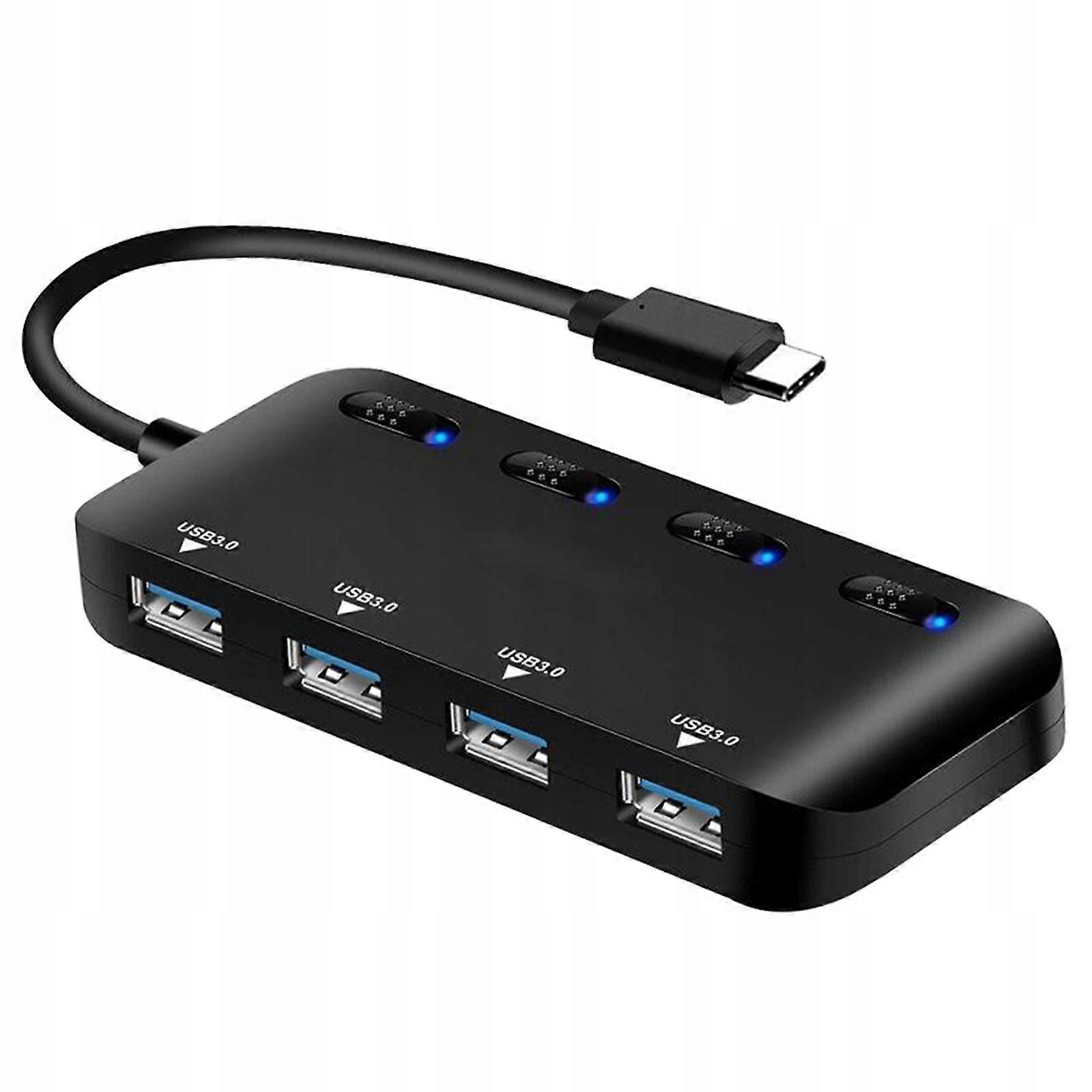 Powered Usb 4 Ports Usb 3.0 Usb Splitter For Laptop , Pc And Type C Hub