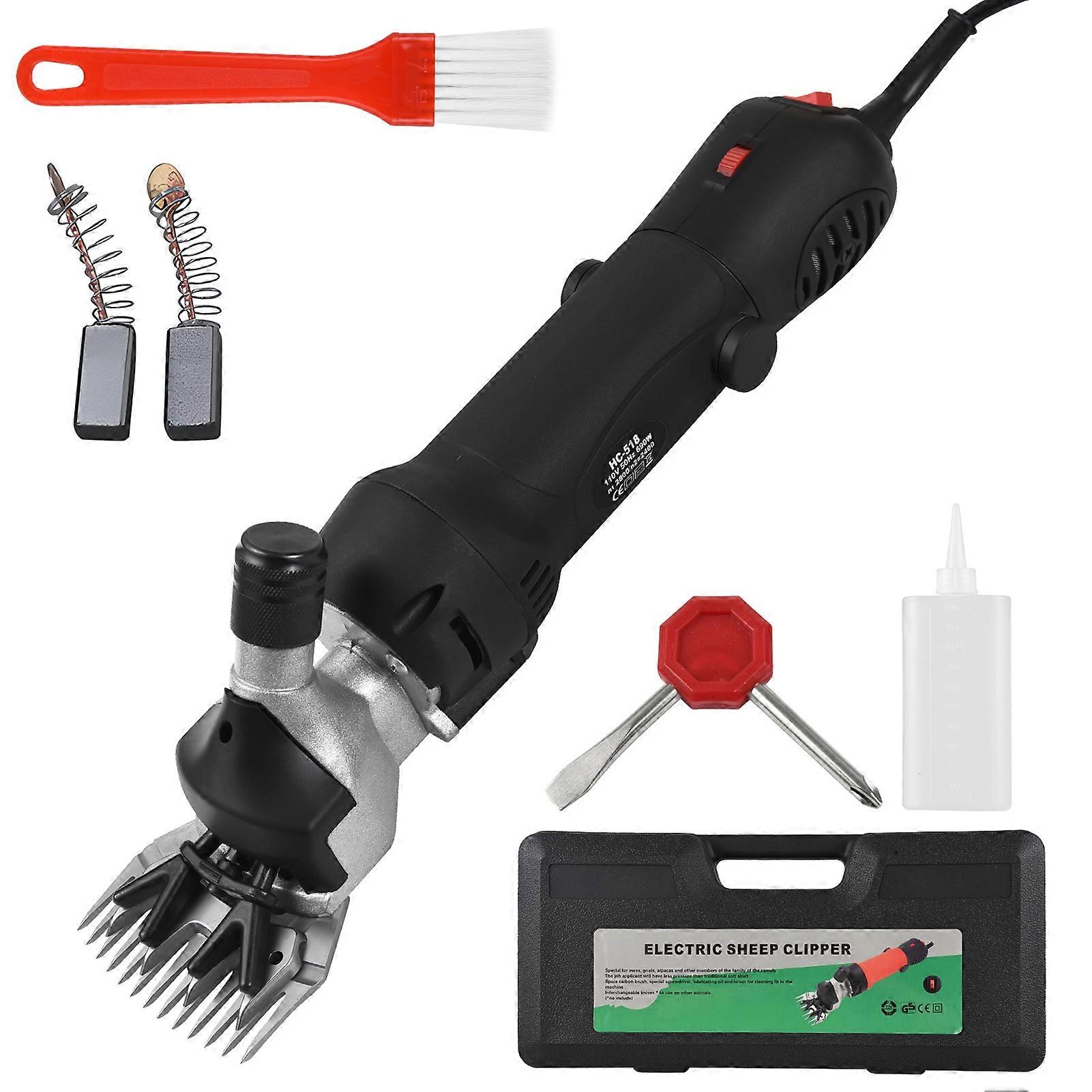 Tondeuse électrique pour moutons 690W Outil de cisaillement professionnel réglable à 6 vitesses Coupe-bétail robuste pour mouton à laine épaisse chèvre avec brosse de nettoyage 