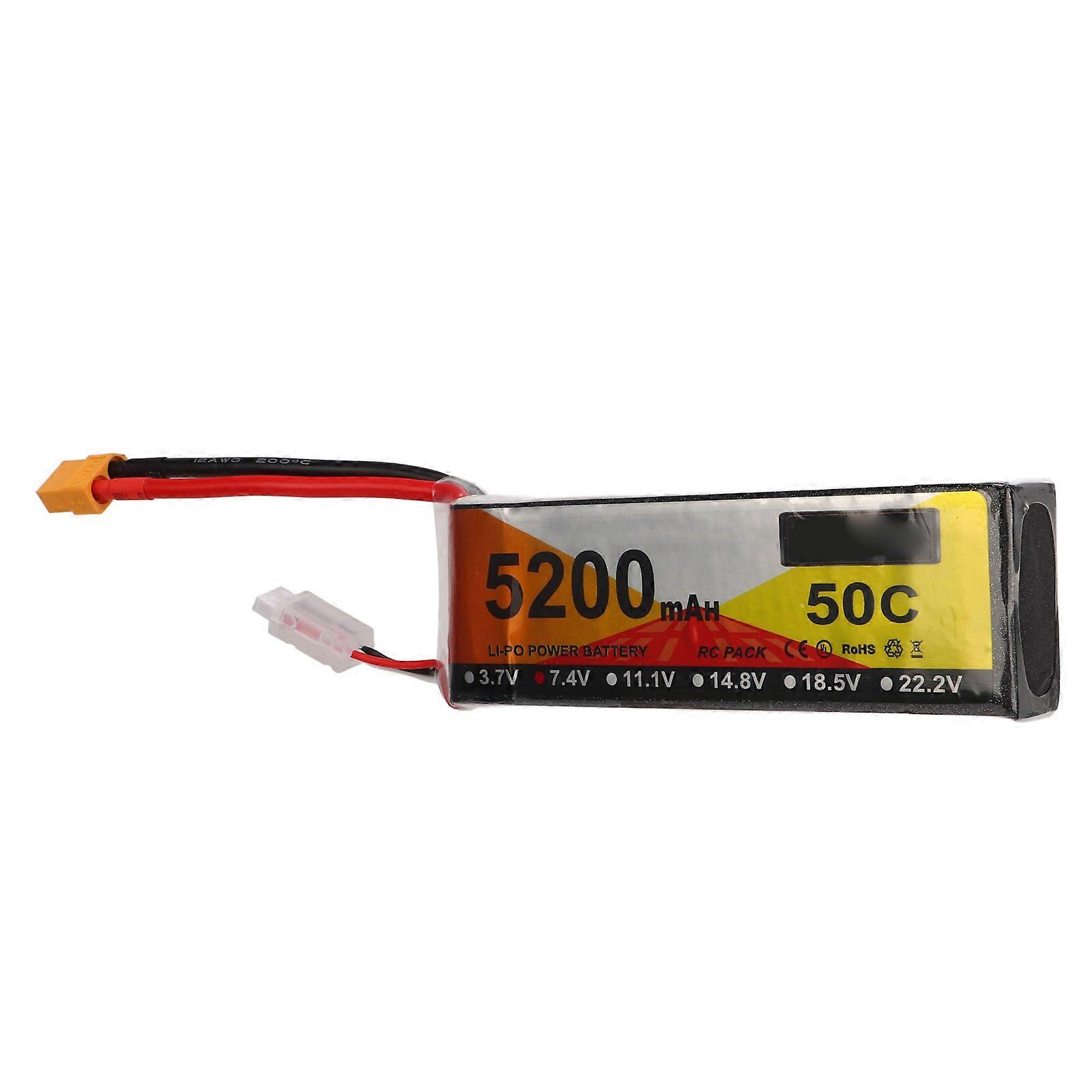 5200mah Lipo Battery 50C Discharge Rate 7.4V 2S RC Vehicles Power with XT60 Plug Connector