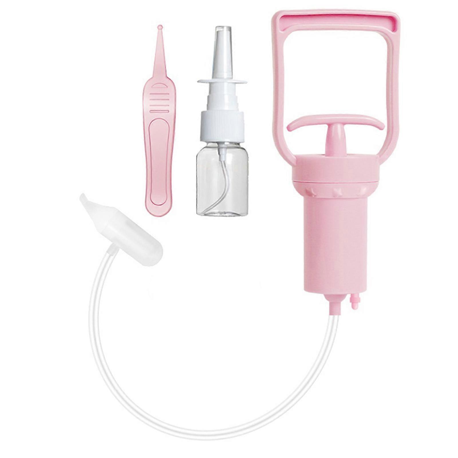 Manual Newborns Nasal Aspirator Soft Silicone Tip Baby Nose Sucker Hand Pulled Quick and Efficient Congestion Relief Pink