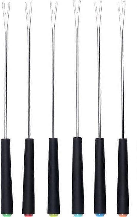 Pack of 6 Stainless Steel Fondue Forks, 24 cm Colorful Forks with Plastic Handle for Cheese, Chocolate, Fruits, BBQ