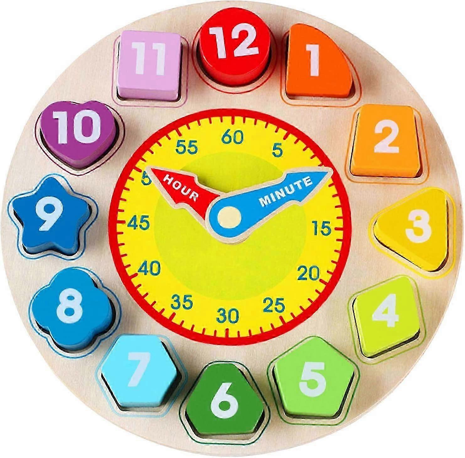Wooden Shape Sorting Clock Toy with Number and Shape Educational Game Gift for Children