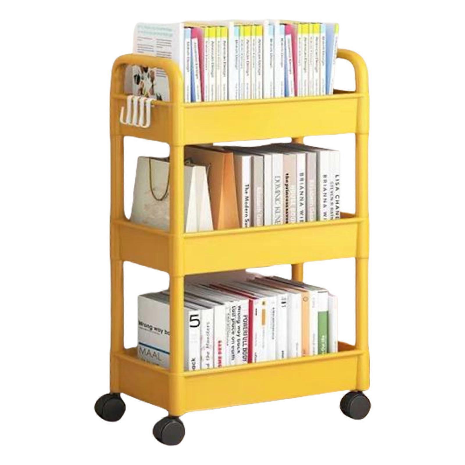 Space Saving 3 Layer Bathroom Kitchen Organizers Durable Rolling Shelving Unit Easy Assembly Mobile Storage Rack Yellow