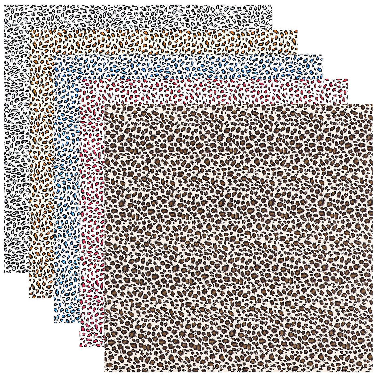 5 Leopard Print Cotton Fabric Squares for DIY Sewing, Crafts, Home Decor Cushions, and Quilting Projects