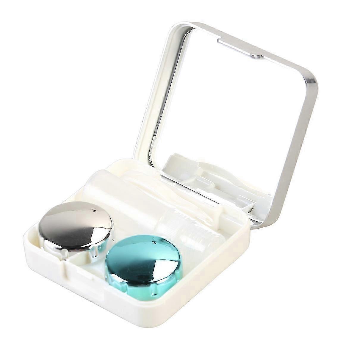 Mini Travel Simple Lens Case Box Container Holder Silver white
