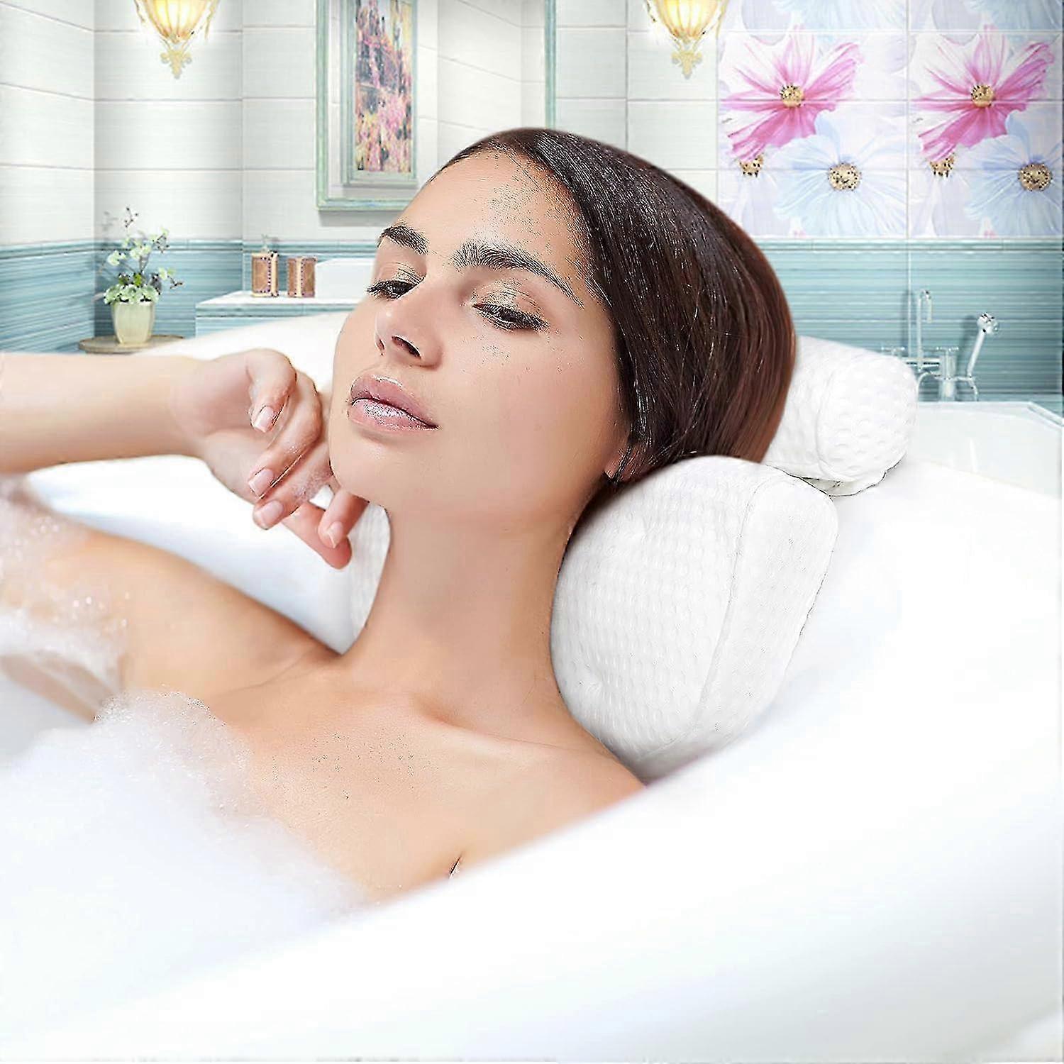Luxury bath cushions and spa pillows featuring 4D air mesh technology and equipped with 7 suction cups for superior comfort and support
