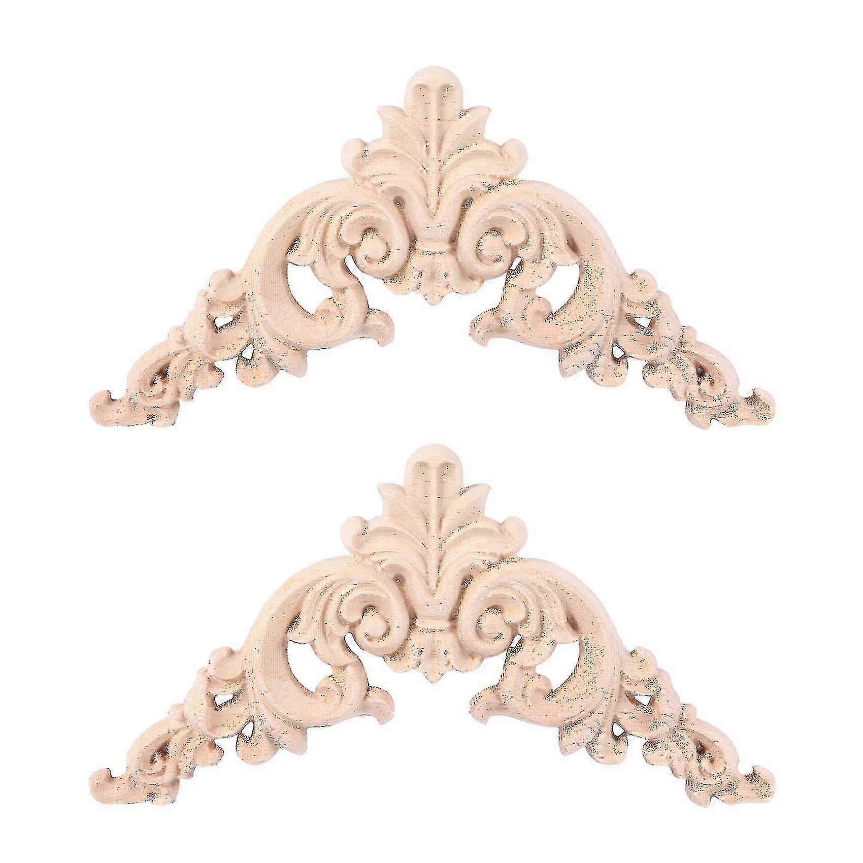 2x unbemalte Eichenholz geschnitzte Eckapplikation 12,5x12,5cm Wohnkultur