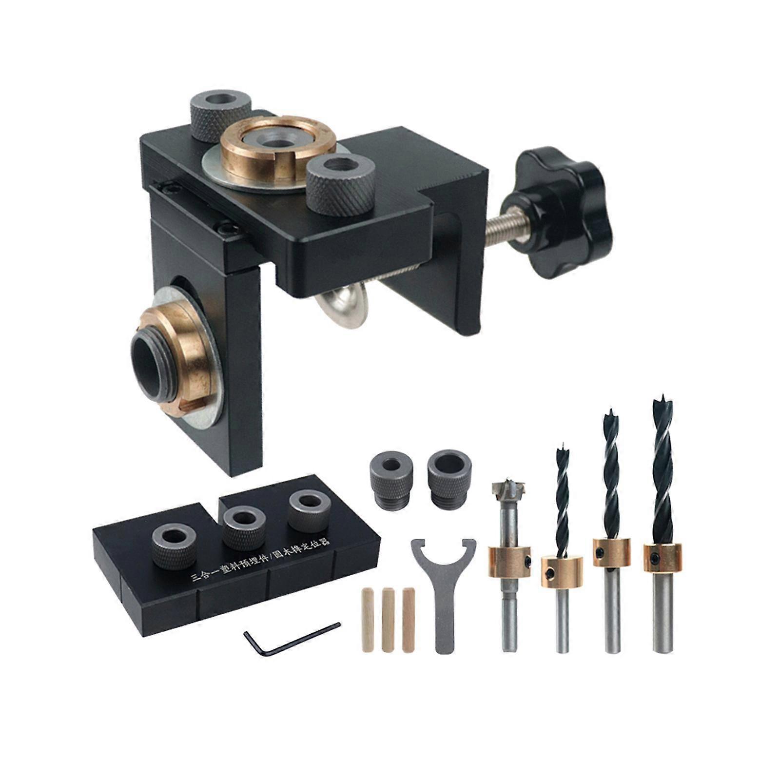 3 in 1 Doweling Jig Drilling Kit with 5/8/10/15mm Drill Bit High Strength