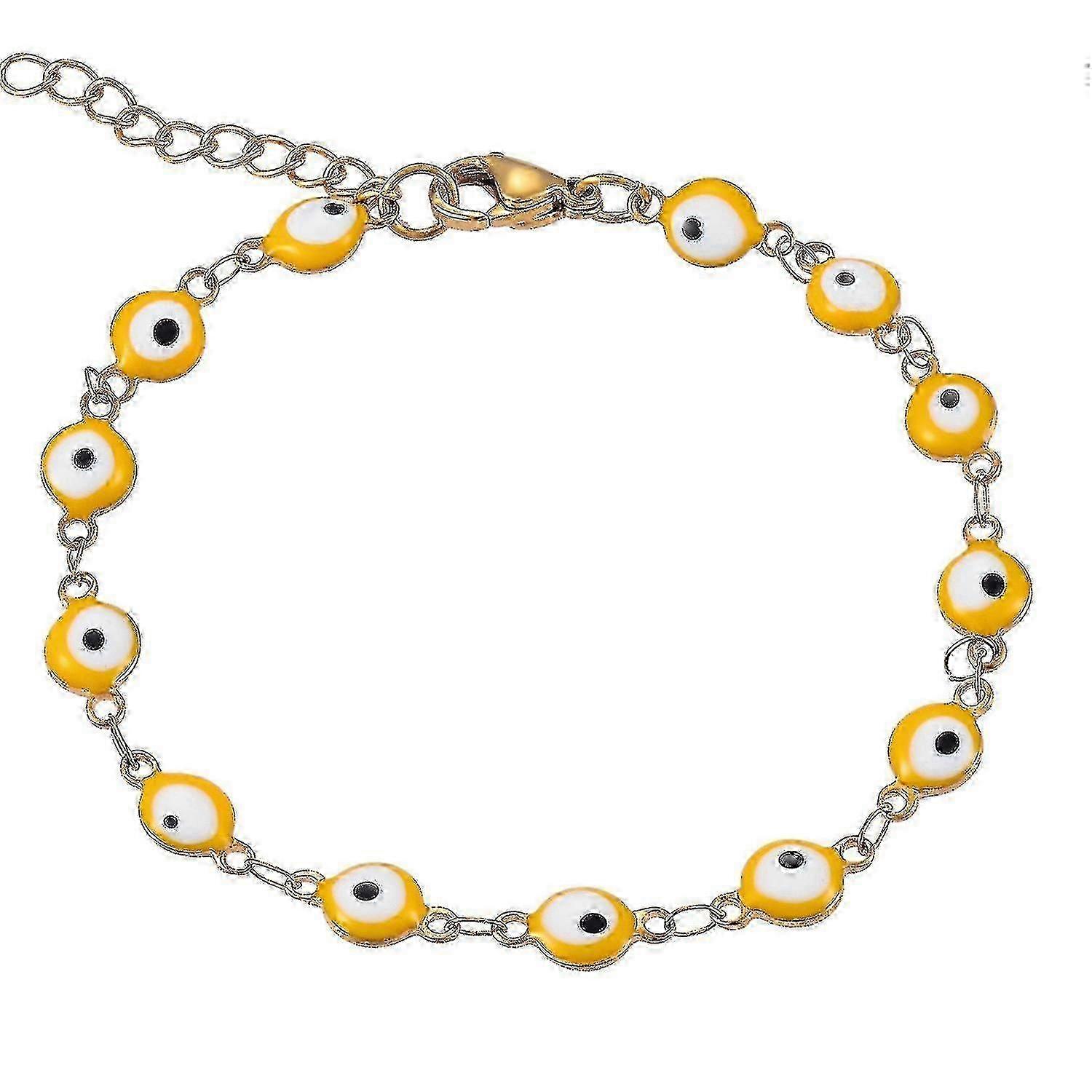 邪眼のブレスレット、ステンレス鋼、男性と女性のための7色エナメルビーズジュエリー