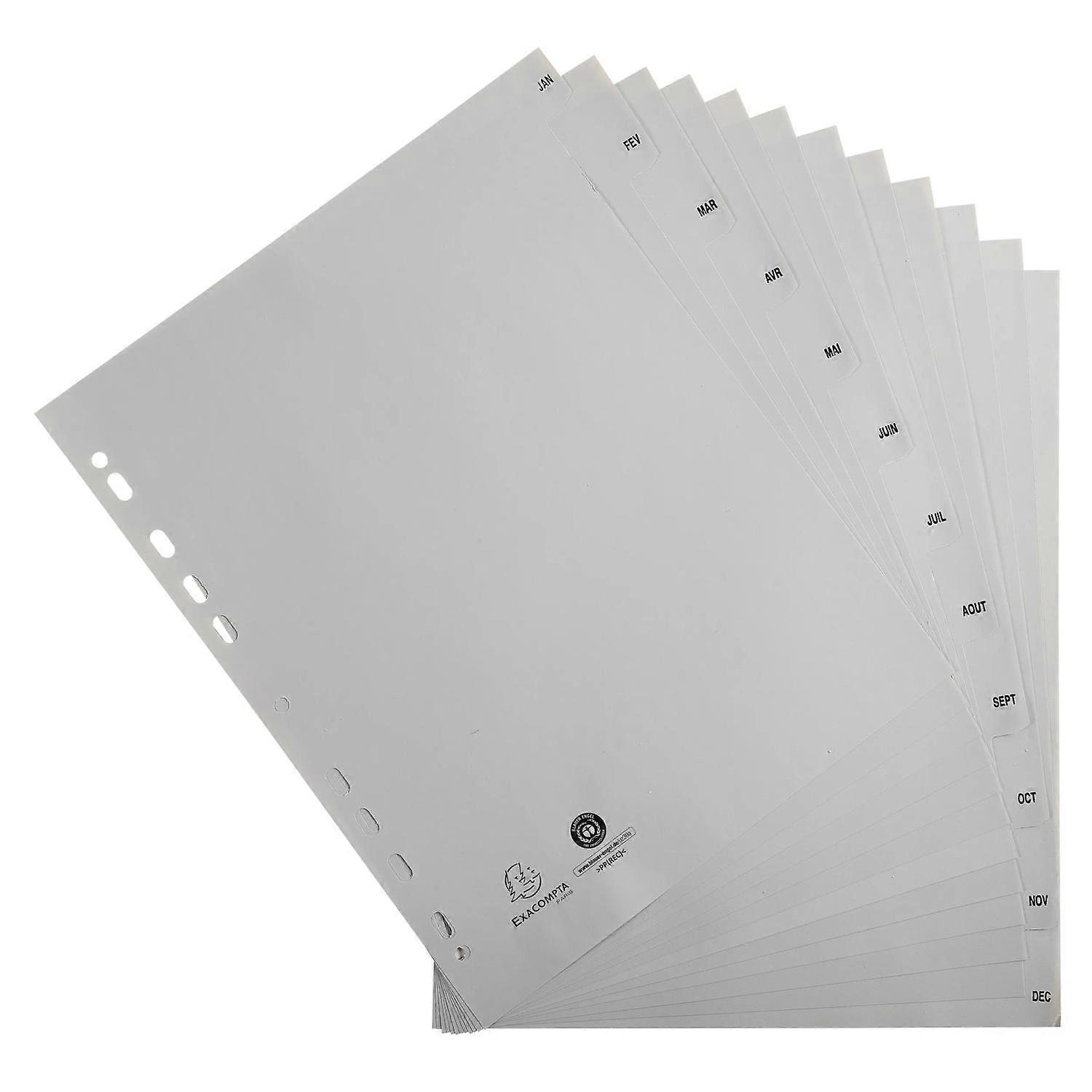 Exacompta 2812E 10x Separadores PP gris A4+ 12p. Mes