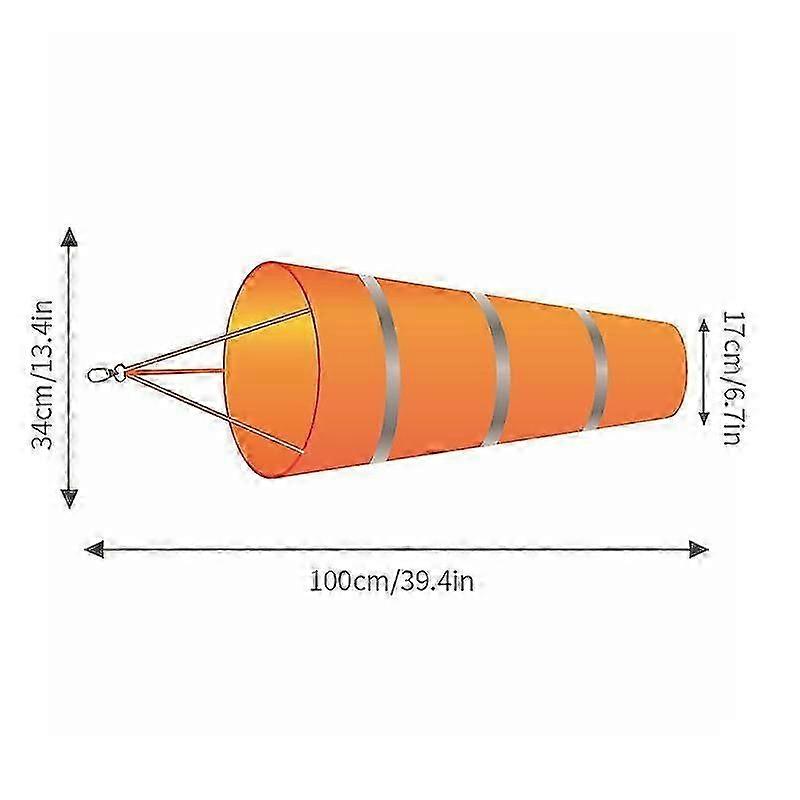 Reflective Windsock 60/80/100cm for Outdoor Airport, Windproof Wind Direction Indicator with Weathervane