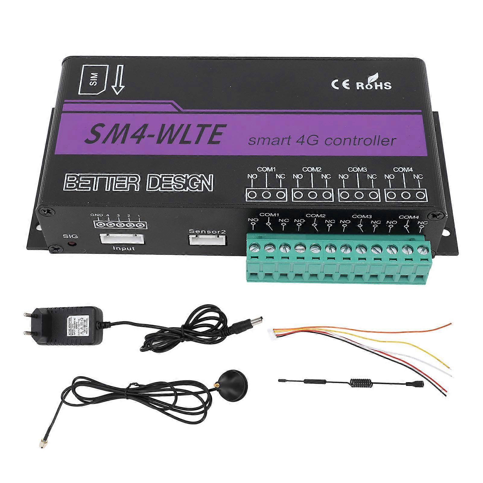 4G 4 Channel Remote Switch Controller APP WEB SMS Relay Control Box for Temperature Humidity Power Failure Alarm