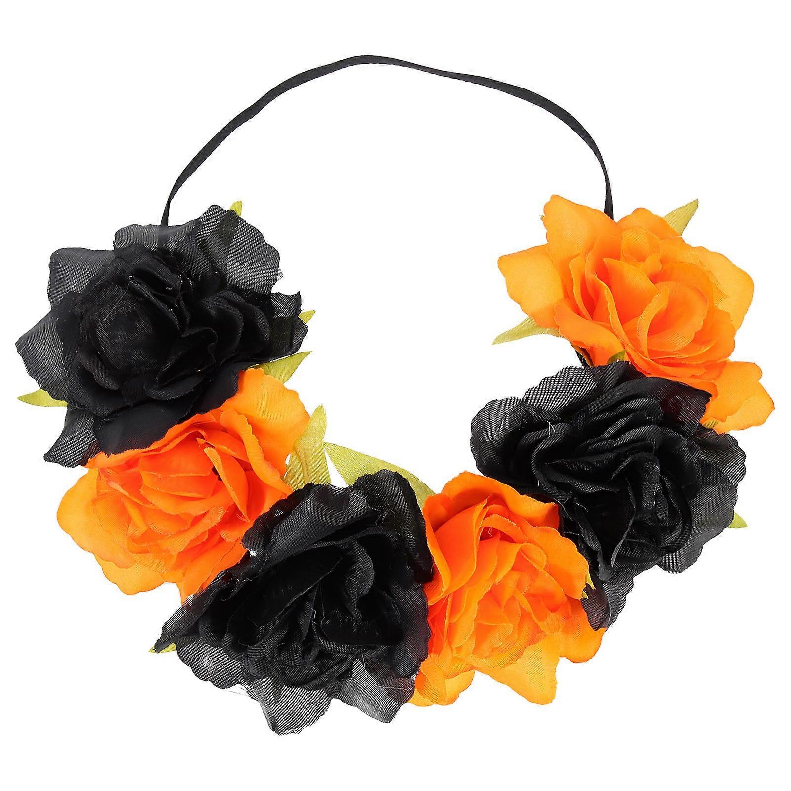 Halloween Flower Headband Artificial Flower Crown Photo Prop Halloween Party 30x10cm 1Pcs